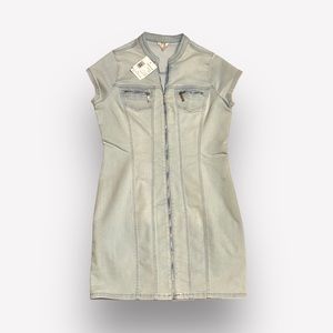 G by GUESS Women's Kaori Denim Moto Bodycon Zip Dress | NWT 🏷️